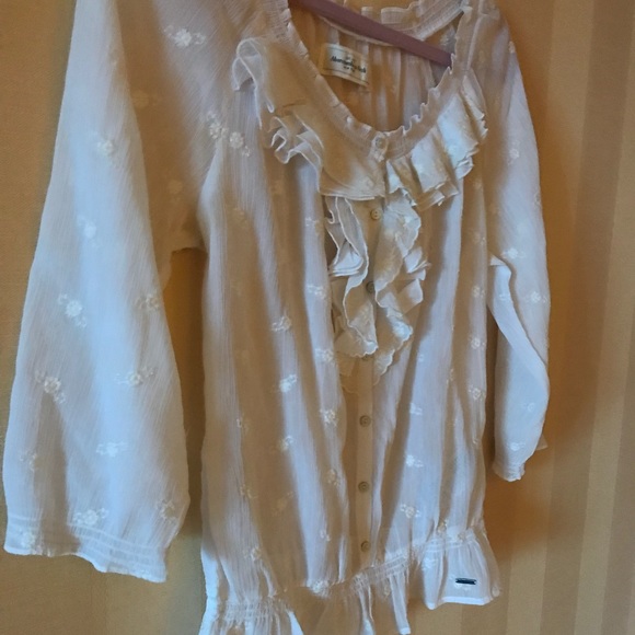 ABERCROMBIE & FITCH White Ruffle Blouse - Picture 2 of 8